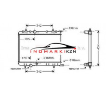Радиатор PEUGEOT 206 1.1-1.6 02- 307 1.4-2.0 01-