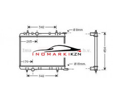 Радиатор PEUGEOT 206 1.1-1.6 02- 307 1.4-2.0 01-